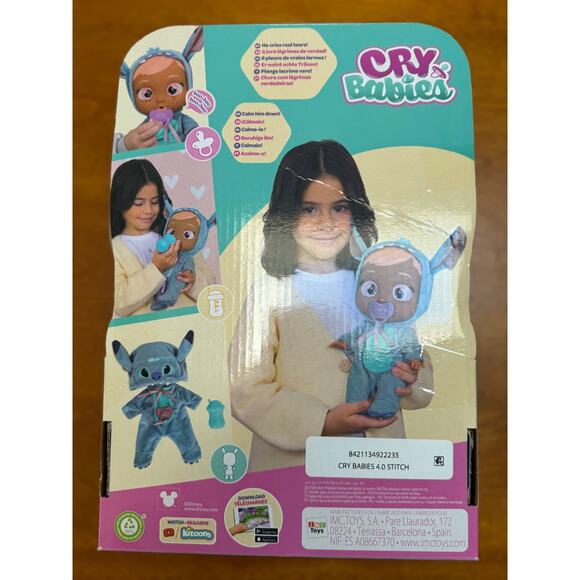 Cry Babies Disney Nurturing Baby Doll Dressed as Stitch, New in Box - Picture 2 of 5